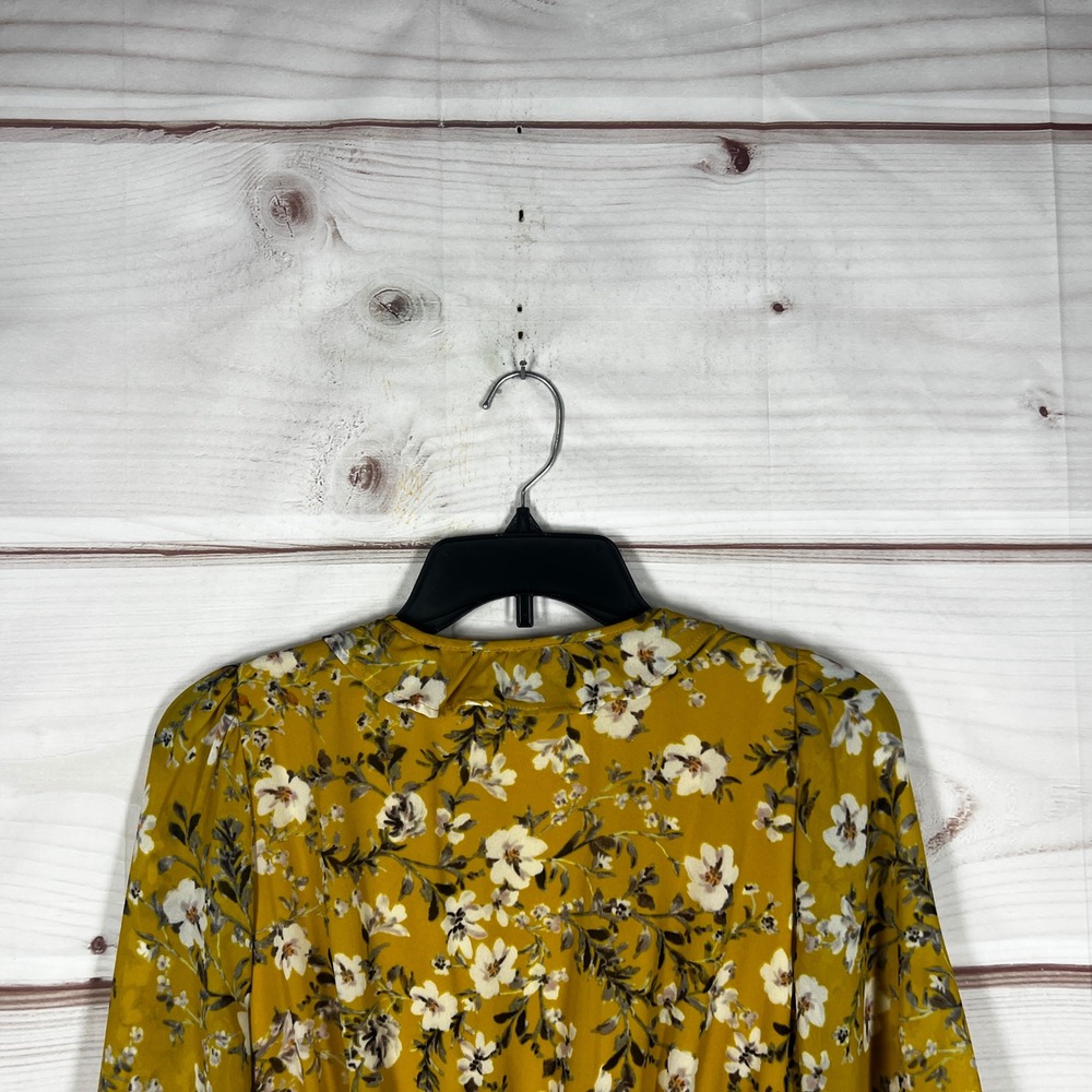 Show Me Your MUMU Floral Mini Dress Womens S Yellow V-Neck Ruffle Tie Waist - Picture 10 of 10